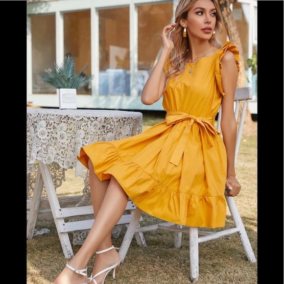 Flounce Hem Ruffled Dress 100% Cotton - Picture 8 of 8